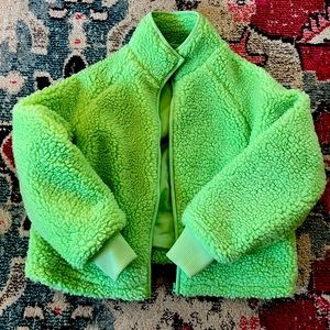 ASOS cropped neon zip-up Sherpa jacket